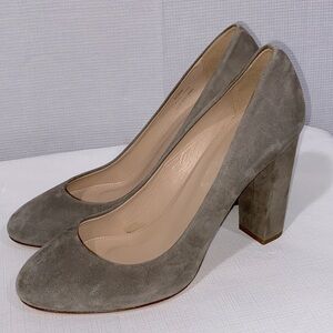 J.Crew Gray Suede Leather Block Heels shoes pumps women’s 8.5 career office